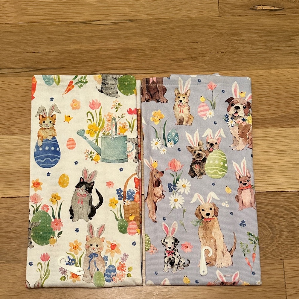 Kitchen Towels: Easter Bunny Puppies and Kitties
